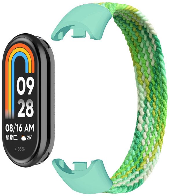 Тканинний ремінець Braided Mono Loop MRK для фітнес браслета Xiaomi Mi Band 8/9/10, розмір (L) 170mm Green Melange