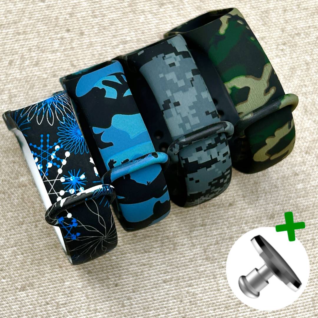 Комплект силіконових ремінців Power Set Camouflage для фітнес браслета Xiaomi Mi Band 5/6/7 з металевою кнопкою (чотири ремінці) – фото, відгуки, характеристики в інтернет-магазині MoreKitov від продавця: MRK МРК| Купити в Україні: Києві, Харкові, Львові