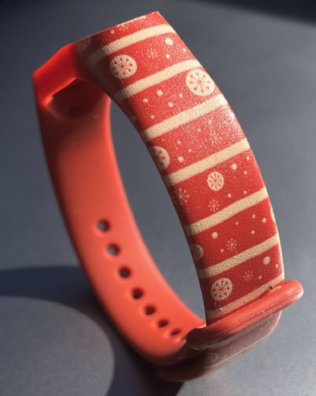 Ремінець силіконовий MRK Merry Chtistmas Red для Mi Band 5/6/7 з металевою кнопкою