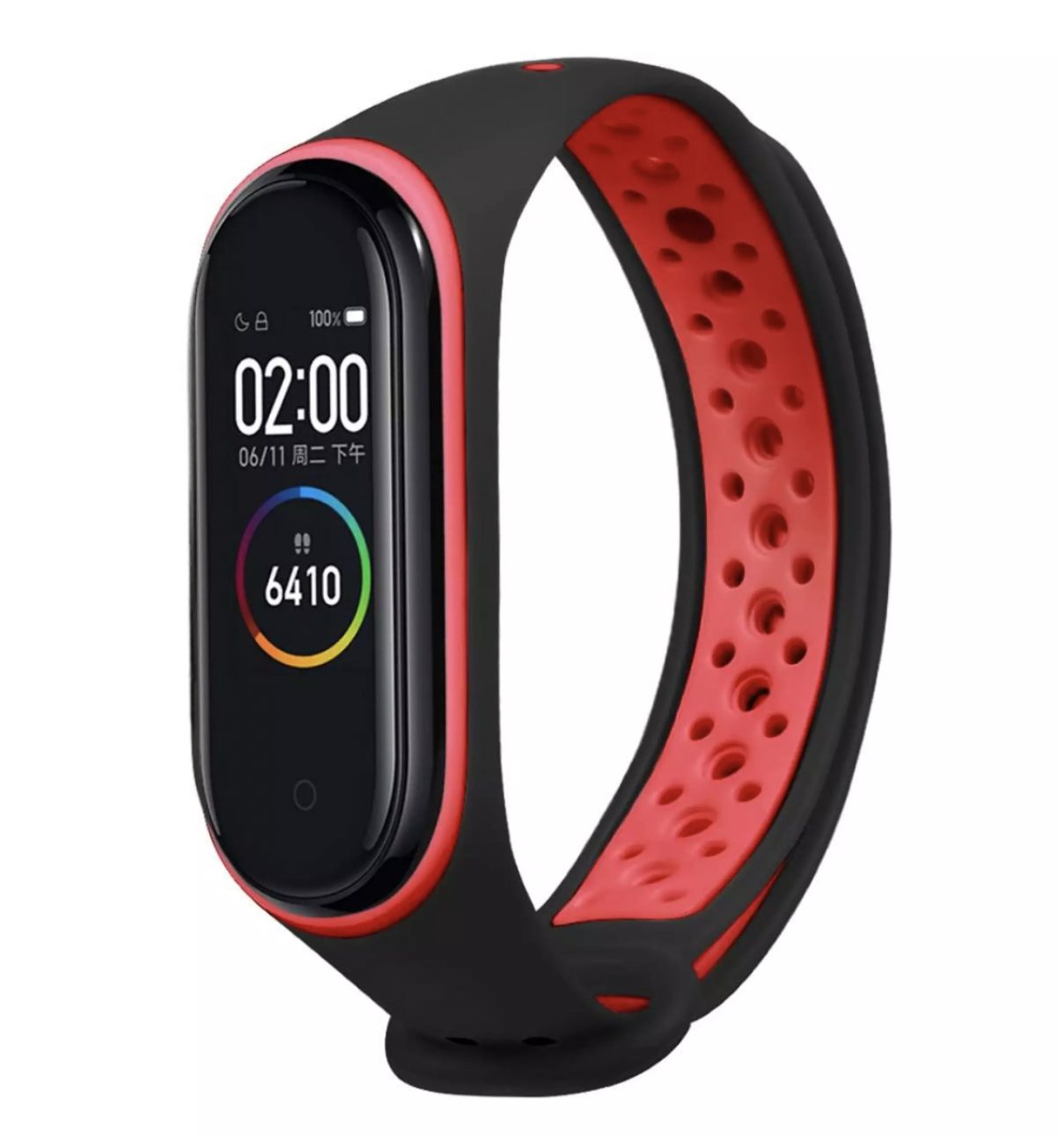 Ремінець Nike style для фітнес-браслету Xiaomi Mi Band 4 та 3 Чорний з червоним