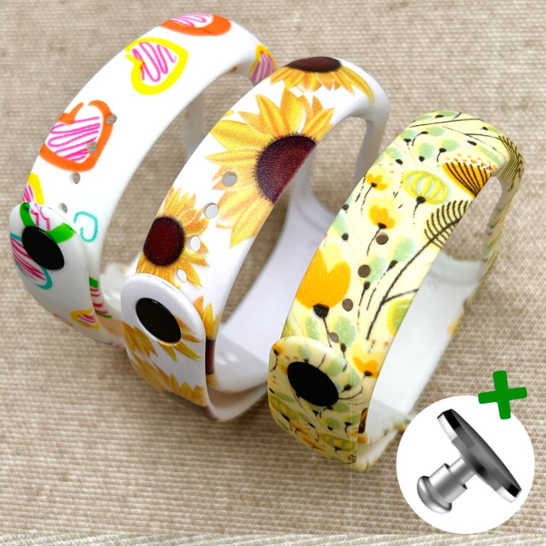 Комплект силіконових ремінців Summer Flowers для фітнес браслета Xiaomi Mi Band 5/6/7 з металевою кнопкою (чотири ремінці) – фото, відгуки, характеристики в інтернет-магазині MoreKitov від продавця: MRK МРК| Купити в Україні: Києві, Харкові, Львові