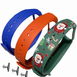 Комплект силіконових ремінців MRK для Xiaomi Mi Band 5/6/7 Новорічний Ho-ho-ho (три ремінці: синій, червоний, темно-зелений) + 3 металеві кнопки – фото, відгуки, характеристики в інтернет-магазині MoreKitov від продавця: MRK МРК| Купити в Україні: Києві, Харкові, Львові