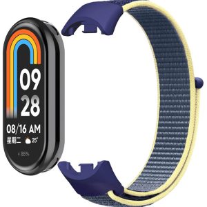 Ремінець нейлоновий MRK для фітнес браслета Xiaomi Mi Band 10/9/8 темно-синій з жовтим