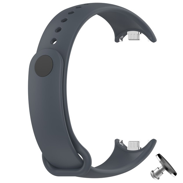 Силіконовий ремінець Original Design MiJobs для фітнес браслета Xiaomi Mi Band 8/9 Charcoal Gray (25) з металевим кріпленням + металева кнопка
