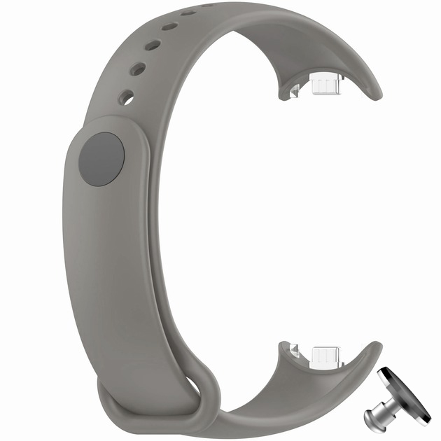 Силіконовий ремінець Original Design MiJobs для фітнес браслета Xiaomi Mi Band 8/9 з металевим кріпленням Light Grey + металева кнопка