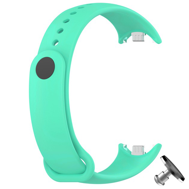 Силіконовий ремінець Original Design MiJobs для фітнес браслета Xiaomi Mi Band 8/9 з металевим кріпленням Turquoise + металева кнопка