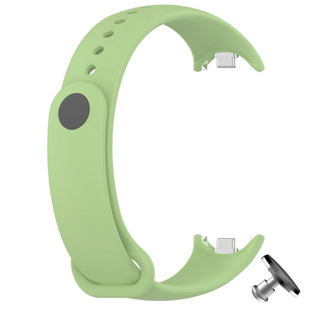 Силіконовий ремінець Original Design MiJobs для фітнес браслета Xiaomi Mi Band 8/9 з металевим кріпленням Light Green + металева кнопка
