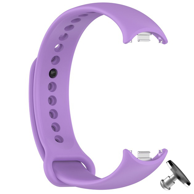 Силіконовий ремінець Original Design MiJobs для фітнес браслета Xiaomi Mi Band 8/9 Світло-фіолетовий з металевим кріпленням + металева кнопка