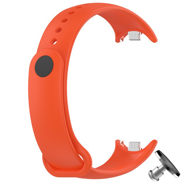 Силіконовий ремінець Original Design MiJobs для фітнес браслета Xiaomi Mi Band 8/9 Orange (4) з металевим кріпленням + металева кнопка