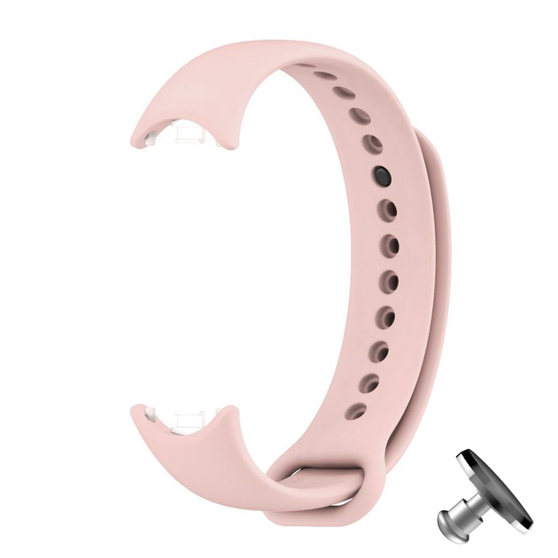Силіконовий ремінець Original Design MiJobs для фітнес браслета Xiaomi Mi Band 8/9 Light Pink з металевим кріпленням + металева кнопка