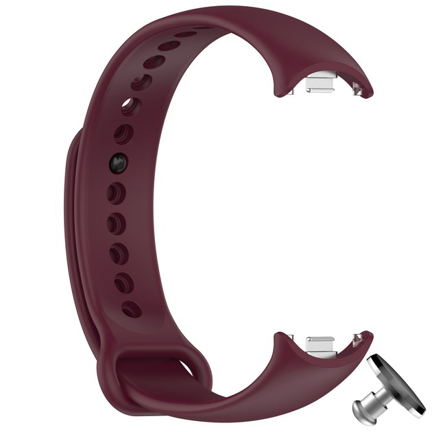 Силіконовий ремінець Original Design MiJobs для фітнес браслета Xiaomi Mi Band 8/9 Marsala (12) з металевим кріпленням + металева кнопка