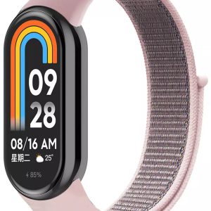 Ремінець нейлоновий MRK для фітнес браслета Xiaomi Mi Band 10/9/8 Pink Sand + Light Grey