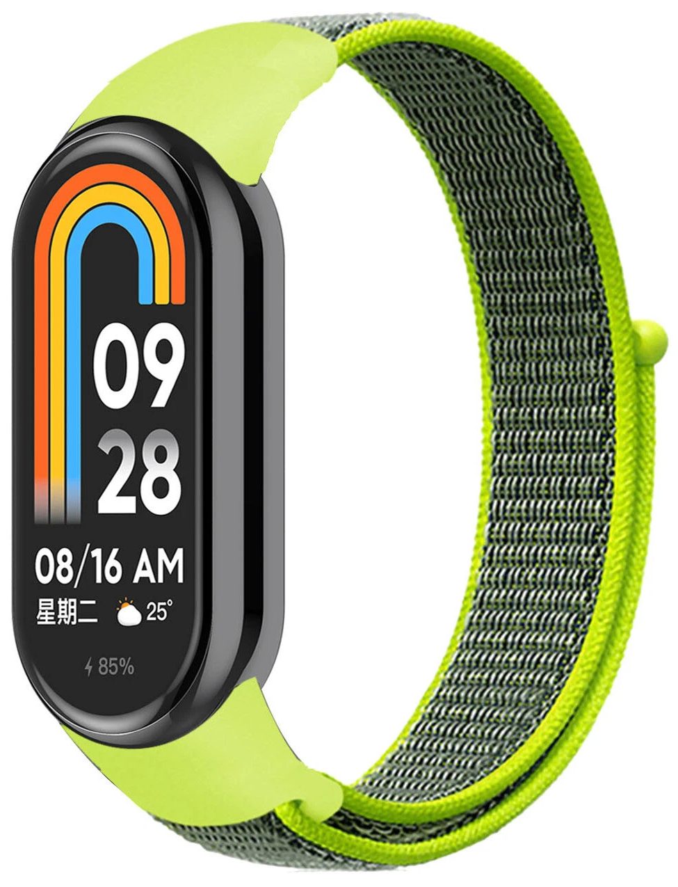 Ремінець нейлоновий MRK для фітнес браслета Xiaomi Mi Band 10/9/8 лаймовий з сірим