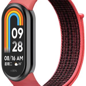 Ремінець нейлоновий MRK для фітнес браслета Xiaomi Mi Band 10/9/8 червоний з чорним