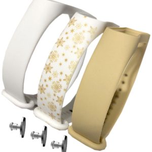 Комплект ремінців MRK для Xiaomi Mi Band 5/6/7 Новорічний Сніжинка (три ремінці: білий, біло-золотий, бежевий)+ 3 металеві кнопки – фото, відгуки, характеристики в інтернет-магазині MoreKitov від продавця: MRK МРК| Купити в Україні: Києві, Харкові, Львові