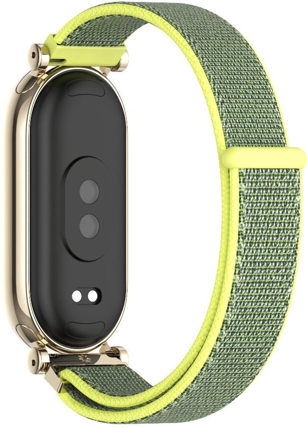 Ремінець тканинний Mi Jobs GT нейлоновий для Xiaomi Mi Band 8/9/10 із металевим кріпленням та застібкою на липучці Lime Green and Gold