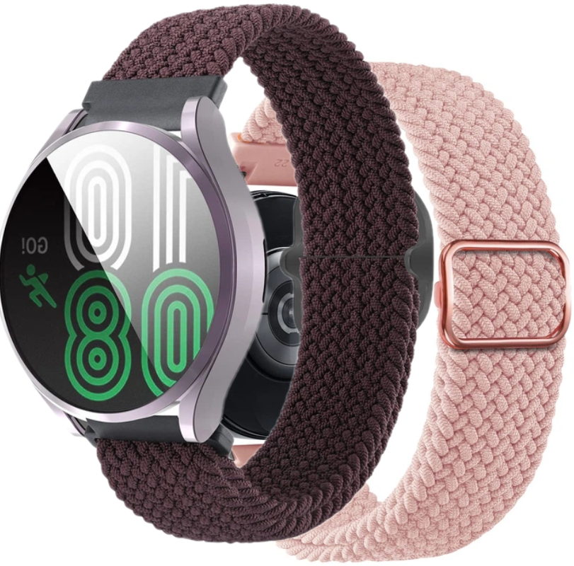 Комплект тканинних ремінців Braided Loop для смарт-годинників Redmi Watch 5 Active / Redmi Watch 5 Lite 22 мм з металевим регулятором довжини (два ремінці) Marsala and Light Pink