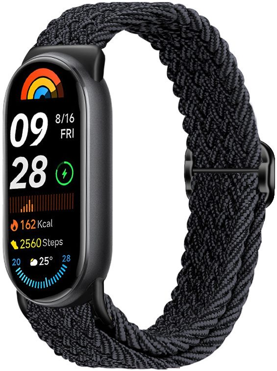 Ремінець тканинний MRK для Xiaomi Mi Band 8/9/10 з металевим регулятором довжини Black/Charcoal Gray