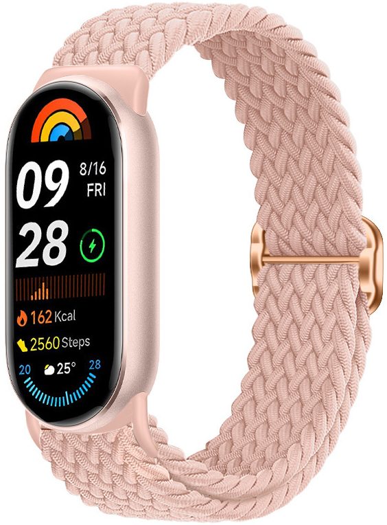 Ремінець тканинний MRK для Xiaomi Mi Band 8/9/10 з металевим регулятором довжини Pink Sand