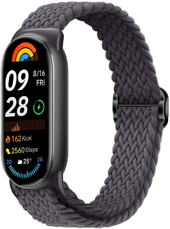 Ремінець тканинний MRK для Xiaomi Mi Band 8/9/10 з металевим регулятором довжини Dark Grey