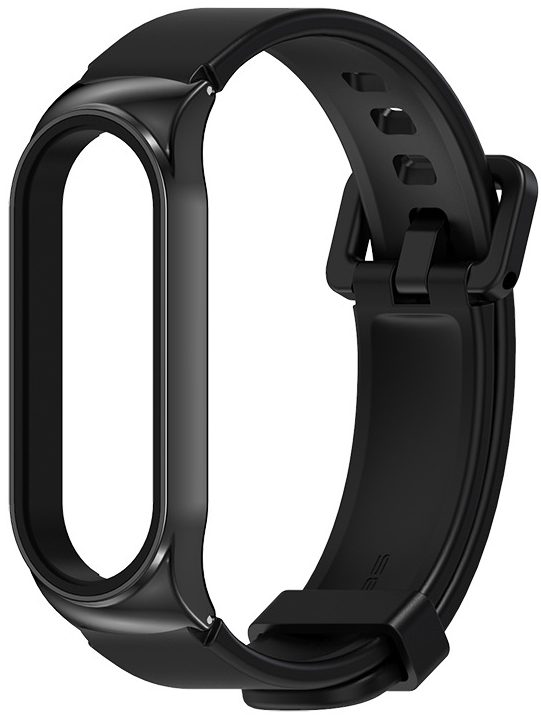 Силіконовий ремінець з металевою капсулою Mi Jobs Premium Comfort для фітнес браслета Xiaomi Mi Band 3 4 5 6 Чорний + графіт