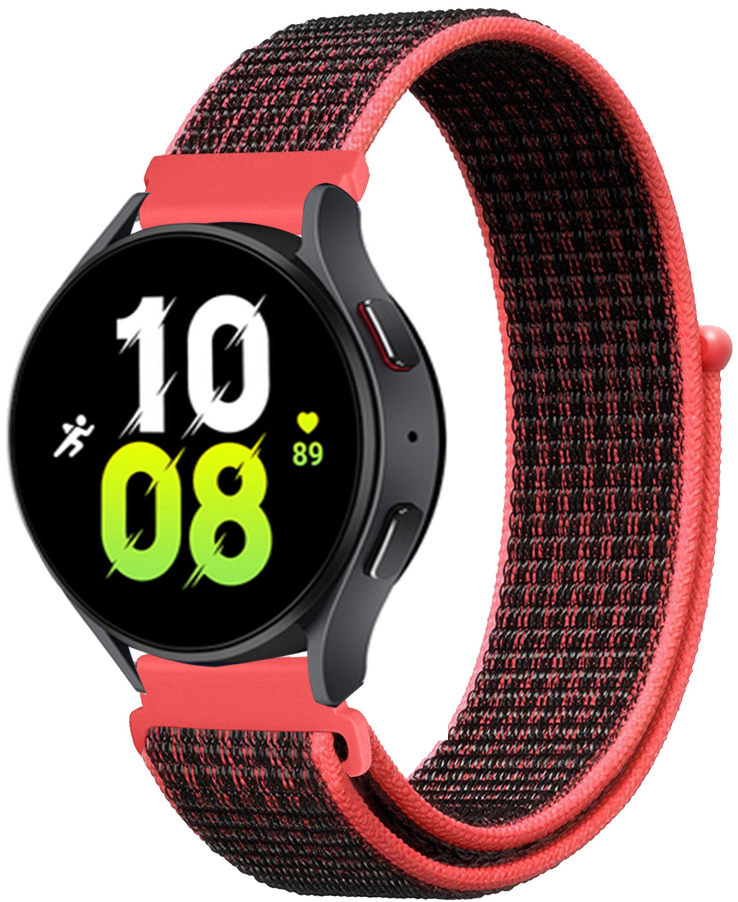 Ремінець тканинний Nylon MRK для смарт-години Redmi Watch 5 Active / Redmi Watch 5 Lite 22 мм із застібкою на липучці Red and Black