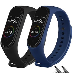 Комплект силіконових ремінців MRK для Xiaomi Mi Band 3/4 2 ремінці + 2 металеві кнопки (Black, Blue) – фото, відгуки, характеристики в інтернет-магазині MoreKitov від продавця: MRK МРК| Купити в Україні: Києві, Харкові, Львові