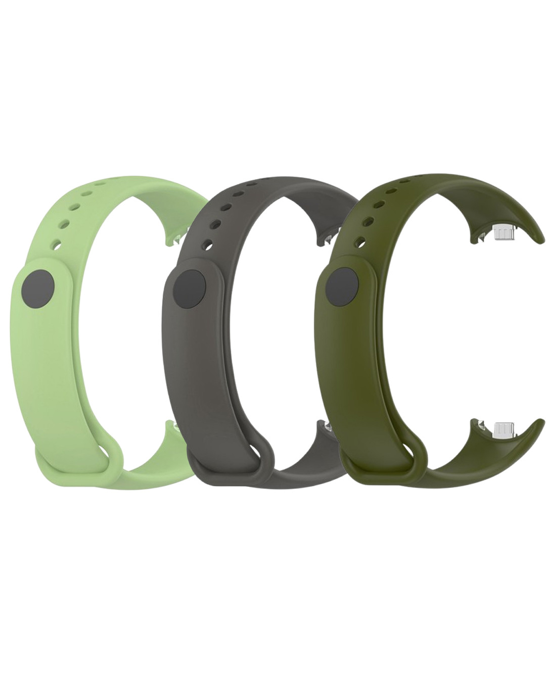 Комплект силіконових ремінців з металевим кріпленням Mi Jobs Greeny для Xiaomi Mi Band 8/9 (три ремінці)