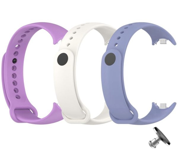 Комплект силіконових ремінців з металевим кріпленням Mi Jobs для Xiaomi Mi Band 8/9/10 Lilac Shadows (три ремінці) + металева кнопка