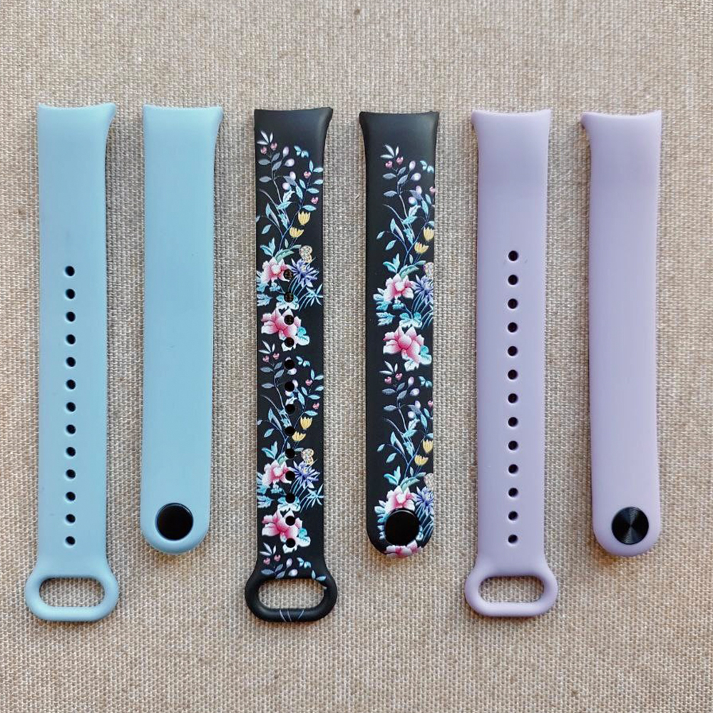 Комплект силіконових ремінців MRK Flowery Set для Xiaomi Mi Band 8_9 з металевим кріпленням (три ремінці).
