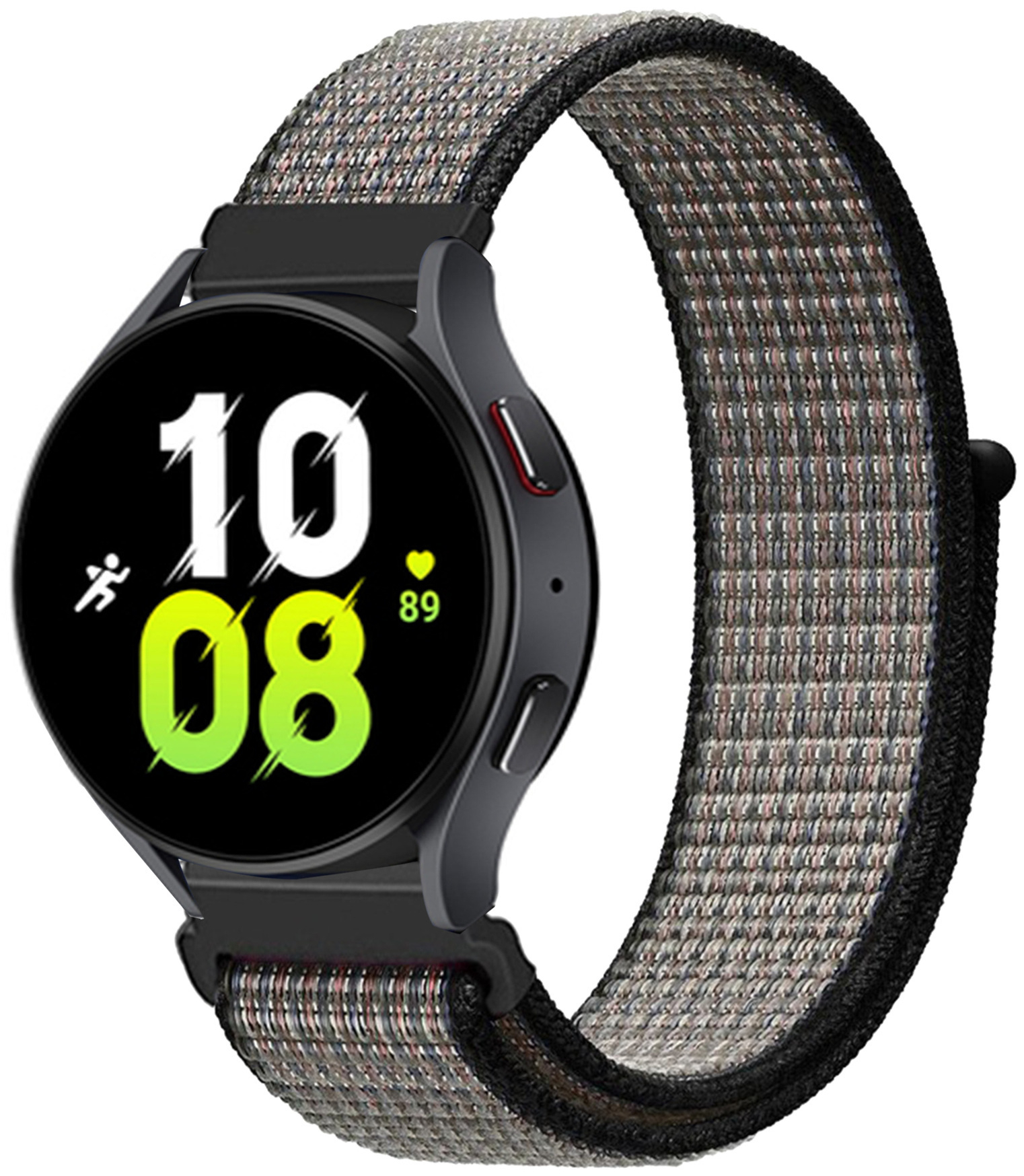 Ремінець тканинний Nylon MRK для смарт-години Redmi Watch 5 Active / Redmi Watch 5 Lite 22 мм із застібкою на липучці Black and Light Gray