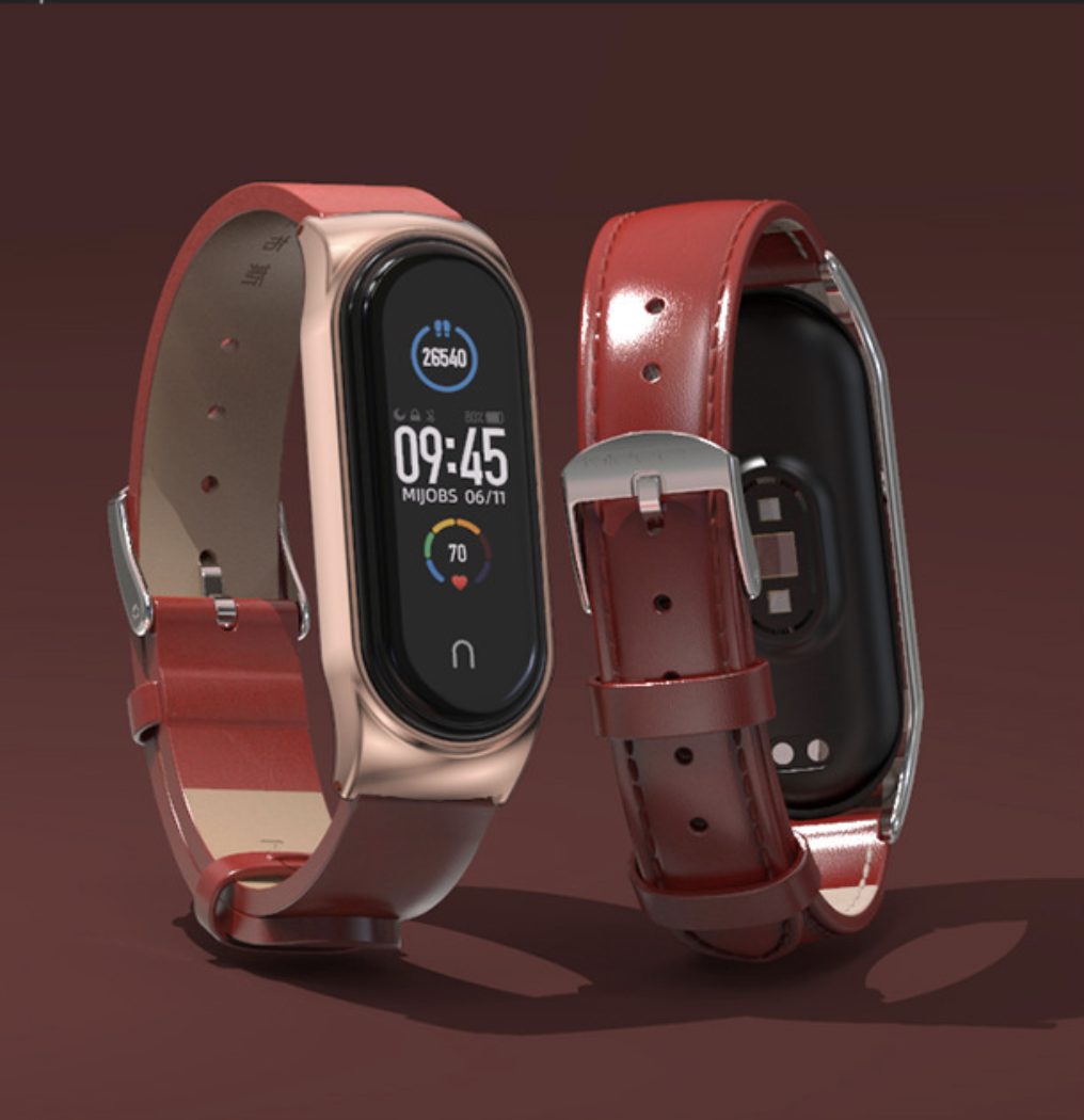 Шкіряний ремінець Mi Jobs Elegance для фітнес браслета Xiaomi Mi Band 6/5/4/3 Червоний + рожеве золото 2 Шкіряний ремінець Mi Jobs Elegance для фітнес браслета Xiaomi Mi Band 6/5/4/3 Червоний + рожеве золото 2