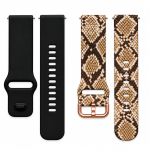 Комплект силіконових ремінців MRK для смарт-годинників Redmi Watch 5 Active / Redmi Watch 5 Lite 22 мм з металевою застібкою Brown Snake and Black