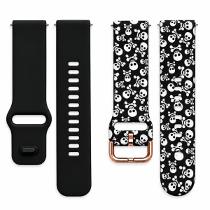 Комплект силіконових ремінців MRK для смарт-годинників Redmi Watch 5 Active / Redmi Watch 5 Lite 22 мм з металевою застібкою Sculls Black