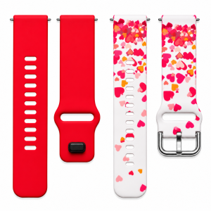 Комплект силіконових ремінців MRK для смарт-годинників Redmi Watch 5 Active / Redmi Watch 5 Lite 22 мм з металевою застібкою Red Hearts