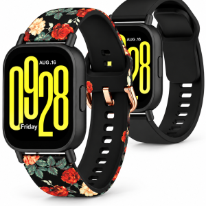 Комплект силіконових ремінців MRK для смарт-годинників Redmi Watch 5 Active / Redmi Watch 5 Lite 22 мм з металевою застібкою Roses Black Комплект силіконових ремінців MRK для смарт-годинників Redmi Watch 5 Active / Redmi Watch 5 Lite 22 мм з металевою застібкою Roses Black