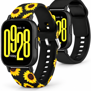 Комплект силіконових ремінців MRK для смарт-годинників Redmi Watch 5 Active / Redmi Watch 5 Lite 22 мм з металевою застібкою Black Yellow Sunflowers Комплект силіконових ремінців MRK для смарт-годинників Redmi Watch 5 Active / Redmi Watch 5 Lite 22 мм з металевою застібкою Black Yellow Sunflowers