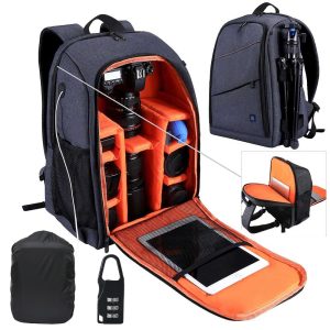 Фоторюкзак PULUZ серый PU5011H-n + дождевик + кодовый замочек-карабин