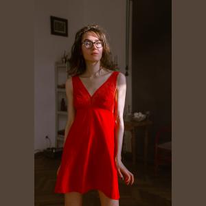 Ночная рубашка Mariya 7760 шелк (S-M-L-XL-XXL) Красная