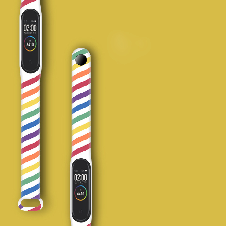 Силиконовый ремешок MRK для фитнес браслета Xiaomi Mi Band 5/6 Белый радужный Силиконовый ремешок MRK для фитнес браслета Xiaomi Mi Band 5/6 Белый радужный