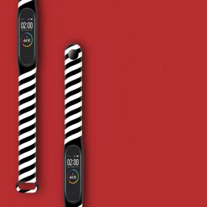 Силиконовый ремешок MRK для фитнес браслета Xiaomi Mi Band 4/3/5/6 Черно-белый