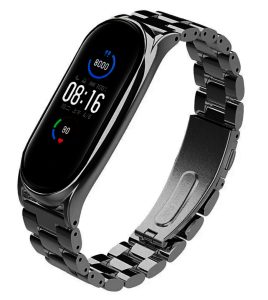 Ремешок MiJobs Plus металлический для Xiaomi Mi Band 5/6/4/3 Черный