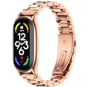 Ремешок MiJobs Plus металлический для Xiaomi Mi Band 5/6/4/3 Розовое золото