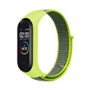 Ремешок нейлоновый MRK для фитнес браслета Xiaomi Mi Band 6/5/4/3 лимонно-серый
