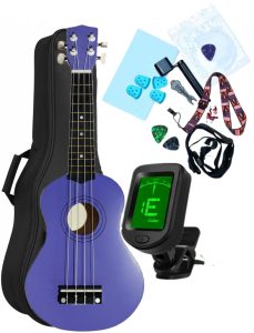 Комплект Укулеле сопрано 21" + Чехол + Тюнер + Комплект аксессуаров (Гавайская гитара) HM100-GB Темно-фиолетовый