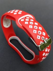 Силиконовый ремешок Nike style для фитнес-браслета Xiaomi Mi Band 5/6/7 с металлической застежкой Красный с белым