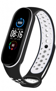 Ремешок Nike style для фитнес-браслета Xiaomi Mi Band 6/5 Черный с белым