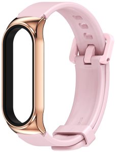 Ремешок силиконовый с металлической капсулой Mi Jobs Premium Comfort для фитнес браслета Xiaomi Mi Band 3 4 5 6 Пудровый