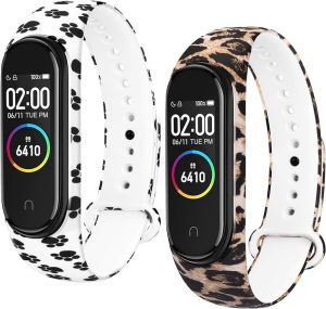 Комплект ремешков для фитнес-браслета Xiaomi Mi Band 3/4 с рисунком Лапки и леопард (два ремешка)