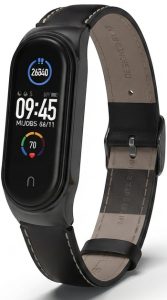 Ремешок кожаный Mi Jobs Elegance для фитнес браслета Xiaomi Mi Band 6/5/4/3 Черный + графит